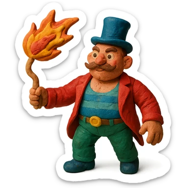 vintage circus artist with a fire whip sticker