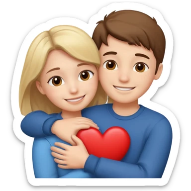 Boy and girl hugging each other in love sticker