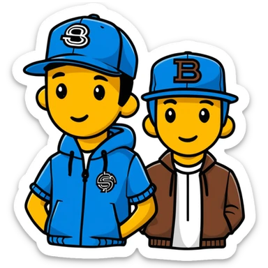 the Beastie Boys wearing hats with the Shopify logo sticker