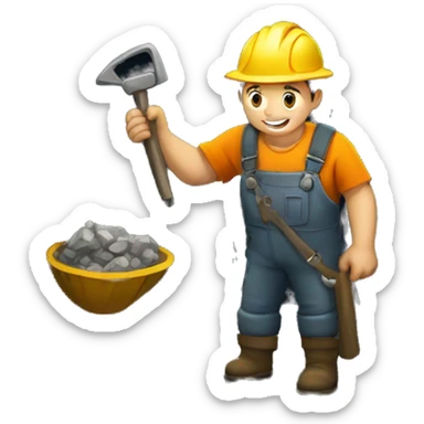 miner in a mine with pick sticker