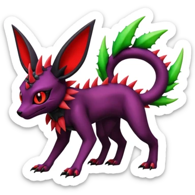 Dark Edgy Salandit-Leafeon-Umbreon-Fakémon-hybrid-creature (full body)  sticker