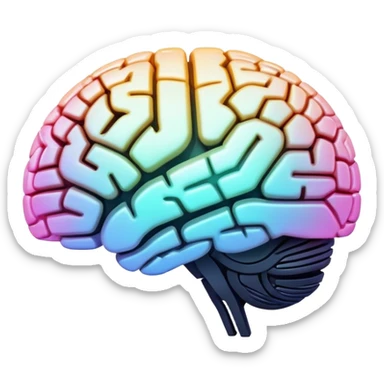 glowing futuristic brain with circuit patterns, radiating intelligence and innovation sticker