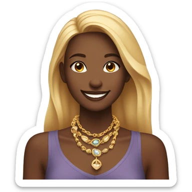 girl smiling indoors with jewelry sticker