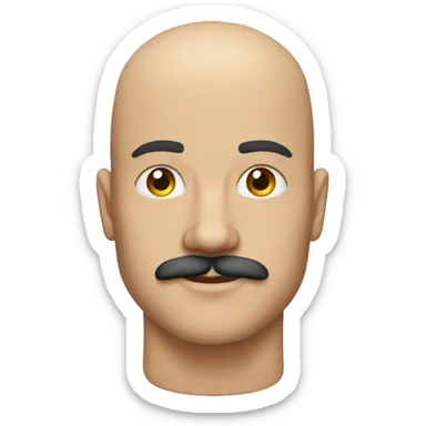 Bald fit man with speks and moustache sticker
