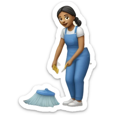 Caucasian woman doing house chores  sticker
