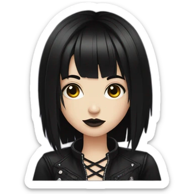 girl goth black hair sticker
