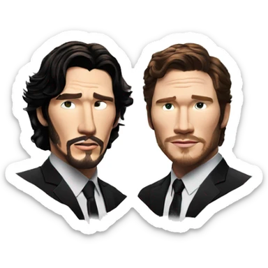 Adam driver and Chris Pratt as men in black agents  sticker