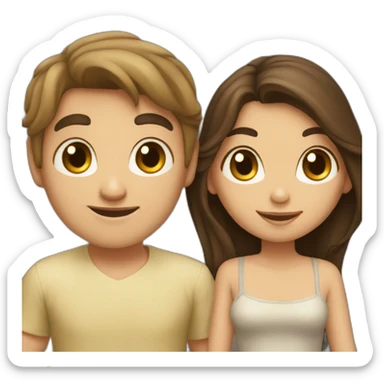 Brunette boy and brunette girl couple sticker