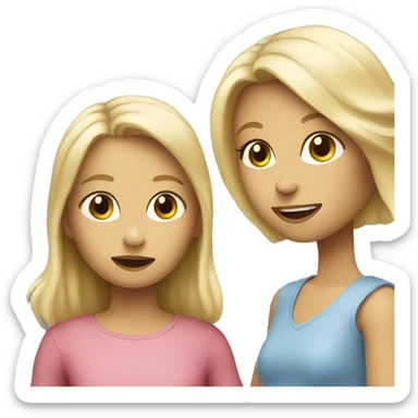 blonde women talking with blonde child  sticker