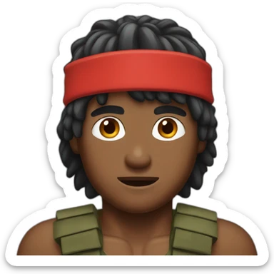 Rambo wearing his red headband sticker