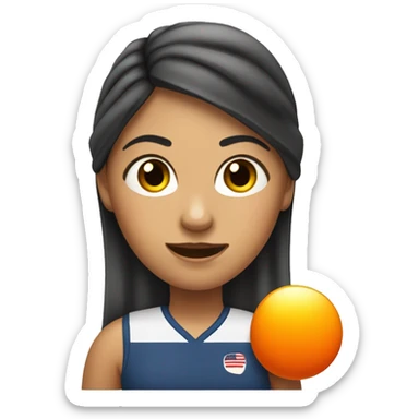 Deportista mujer de ping pong, con cabello rizado, tiene una prótesis en la pierna  sticker