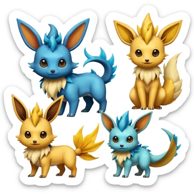 Eevee-Salandit-Vaporeon-Jolteon-Flareon-Fakémon-hybrid-creature (full body)  sticker