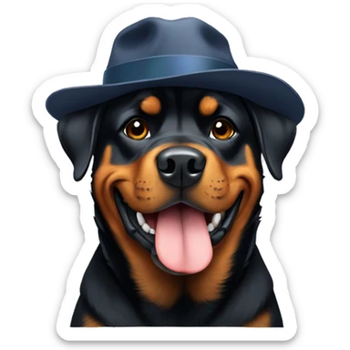 Rottweiler wearing a hat sticker
