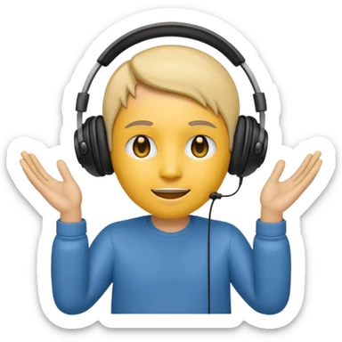 emoji with head phone holding both hands listening  sticker