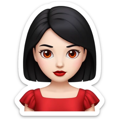 red diva emoji with black hair sticker