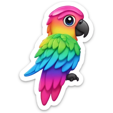 Lisa frank rainbow sparkly pink parrot  sticker