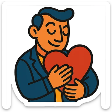 a lover with a heart sticker