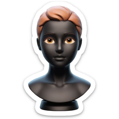 Minimalist 3D avatar, stylized human bust, smooth matte plastic texture, soft cinematic lighting, subtle rim light, clay render style, modern digital illustration, octane render. Black, completely monochrome, matte. As minimal as possible.  sticker