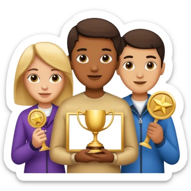 20 blue background awarrd with 3 people sticker