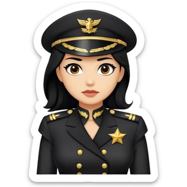 pirate with black hair and a black dress as if they were the captain sticker