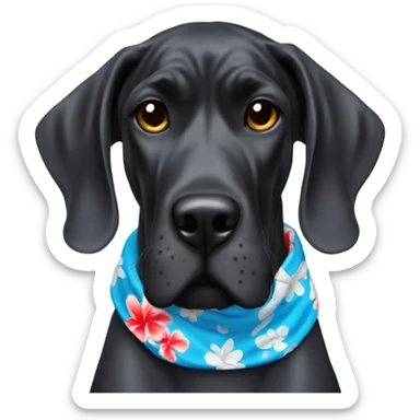Black Great Dane with Hawaiian blue bandana red  sticker