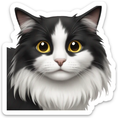 black-and-white cat domestic long-haired sticker