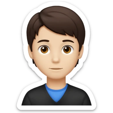 Dark brown hair, light skined and is a boy sticker