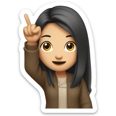 asian girl with long middle finger nails sticker
