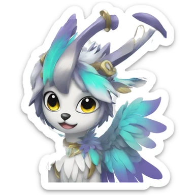 Anthro Sona Cool Edgy Cute Beautiful Colorful Shy Winged Shiny Fakemon-Fantasy-Creature Full Body sticker