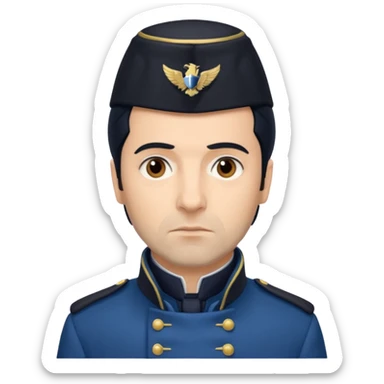 Javert From Les Miserables with light skin, brown eyes, Black Hair, blue outfit sticker