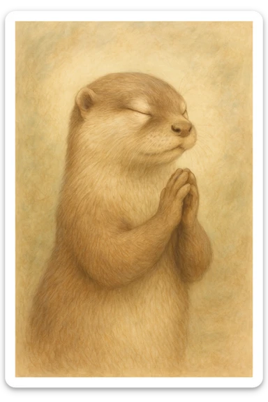 an otter praying, artistic style sticker