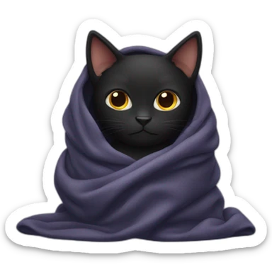Black cat under a blanket sticker