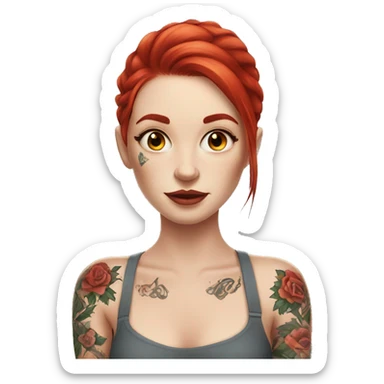 Beautiful girl with white skin, long red hair and arms tattoos sticker