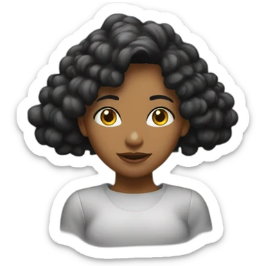 Chica blanca pelo negro liso camiseta negra y cara de sorpresa sticker