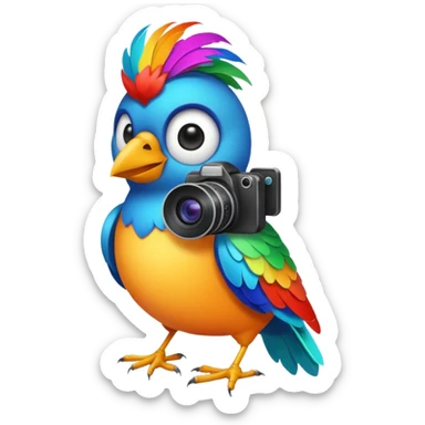 bird with a camera sticker