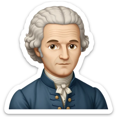 portrait of Jean-Jacques Rousseau, 18th-century philosopher, powdered wig, gentle expression sticker