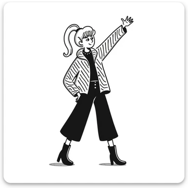 Sabrina Carpenter performing on Short n' Sweet tour, blonde hair, chic outfit sticker