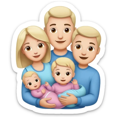 Mom dad twin babies (girl and boy) and a toddler (girl) happy family  sticker