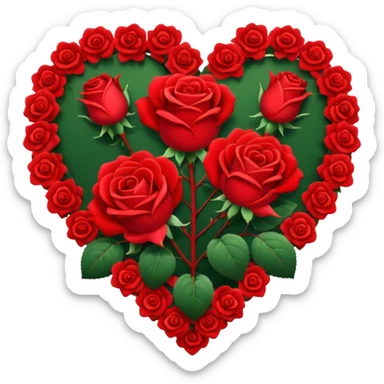Heart rose bush sticker