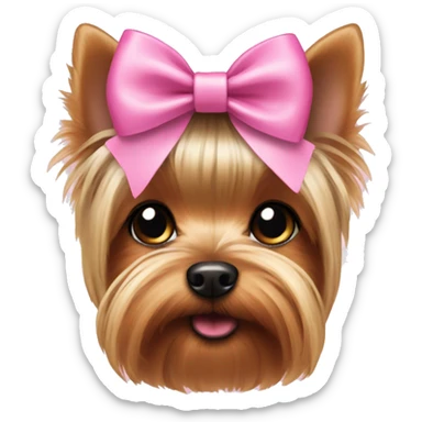Yorkie wearing a pink bow sticker