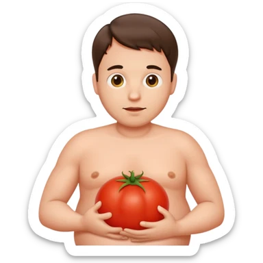 pregnant man with tomato belly sticker