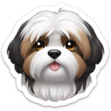 Shitzu, preta e branca, mancha preta no olho esquerdo, laço rosa sticker