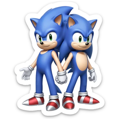 Sonic the Hedgehog, baby Sonic, and Silver the Hedgehog holding hands together sticker
