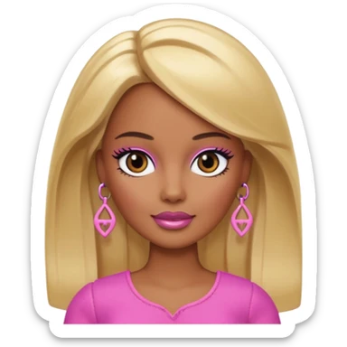 Brown skin blonde hair barbie with black eye  sticker