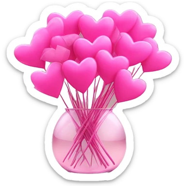 10000000 huge pink hearts on stems in a clear glass vase sticker