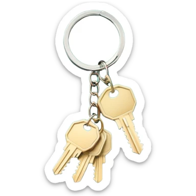 bundle of light beige keys on a dark green palm-shaped keychain, emoji style sticker