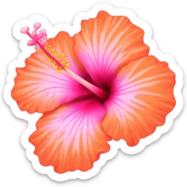 Pink and orange hibiscus flower sticker