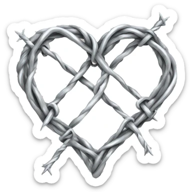 Barbed wire heart silver sticker