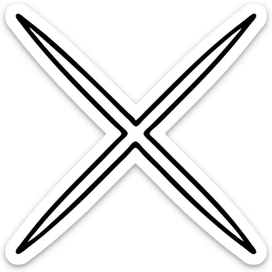 modern icon of a stylized X with needle-like ends sticker