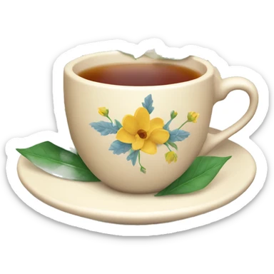 Cup of tea with flowers and leaves sticker